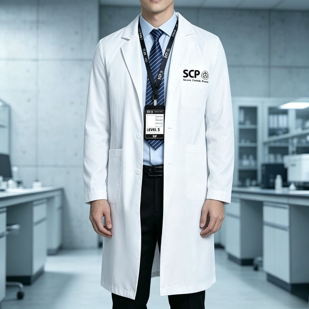 Anime Merchandise Jacket - Jaleco Branco SCP para Cosplay de